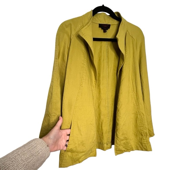 Talbots Collection Green Linen Blend 3/4 Length Sleeves Open Style Jacket Sz 14 - Picture 5 of 8